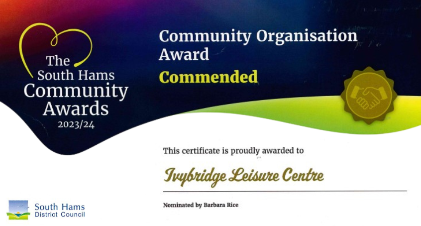 Ivybridge Leisure Centre Wins Community Organisation Award!